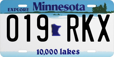 MN license plate 019RKX