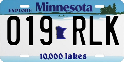 MN license plate 019RLK