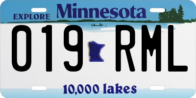 MN license plate 019RML