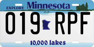MN license plate 019RPF