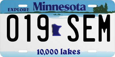 MN license plate 019SEM