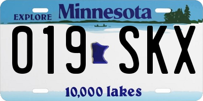 MN license plate 019SKX