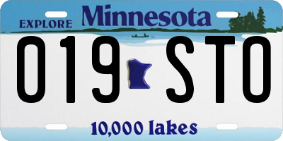 MN license plate 019STO