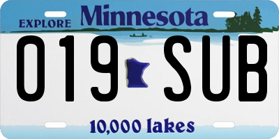 MN license plate 019SUB