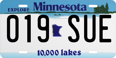 MN license plate 019SUE