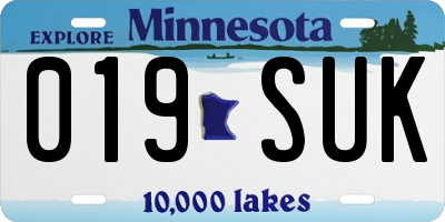 MN license plate 019SUK