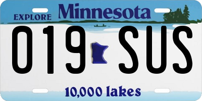 MN license plate 019SUS