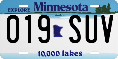 MN license plate 019SUV