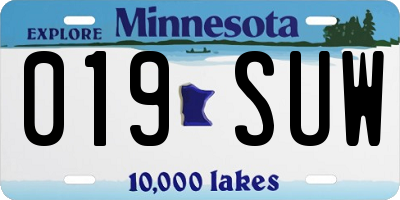 MN license plate 019SUW