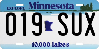 MN license plate 019SUX