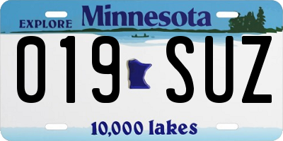MN license plate 019SUZ