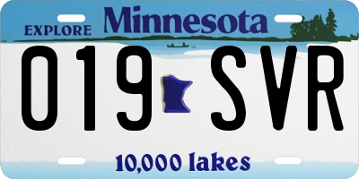 MN license plate 019SVR
