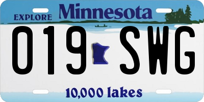MN license plate 019SWG