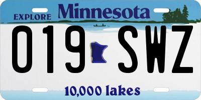 MN license plate 019SWZ