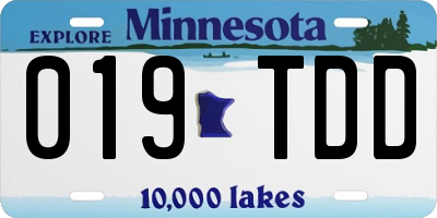 MN license plate 019TDD