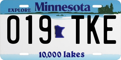 MN license plate 019TKE
