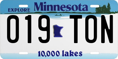 MN license plate 019TON
