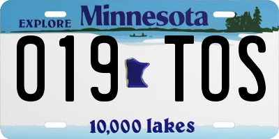 MN license plate 019TOS