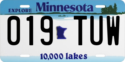 MN license plate 019TUW