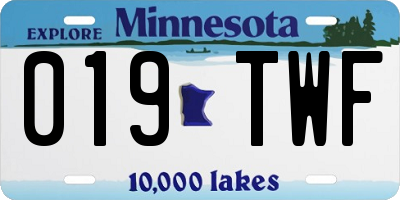 MN license plate 019TWF