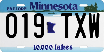 MN license plate 019TXW
