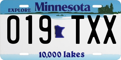 MN license plate 019TXX