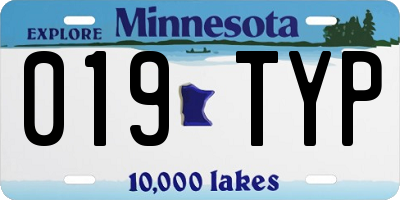 MN license plate 019TYP