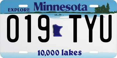 MN license plate 019TYU