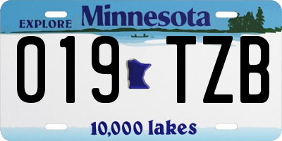MN license plate 019TZB