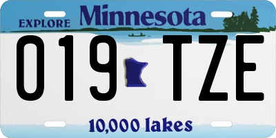MN license plate 019TZE