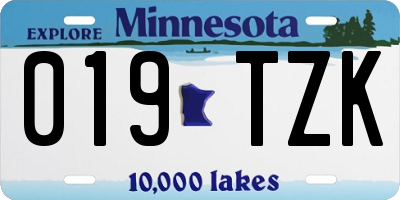 MN license plate 019TZK