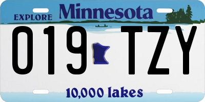 MN license plate 019TZY