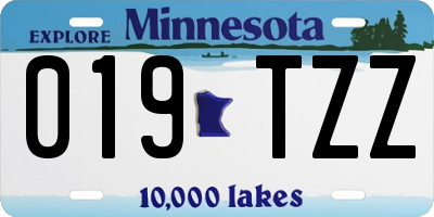 MN license plate 019TZZ