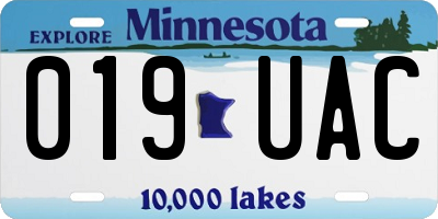 MN license plate 019UAC