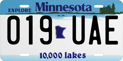 MN license plate 019UAE