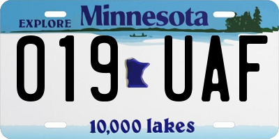 MN license plate 019UAF