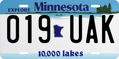 MN license plate 019UAK