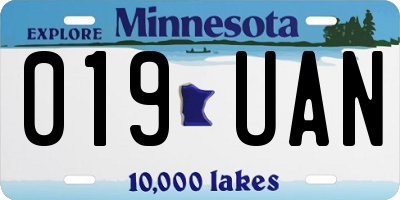 MN license plate 019UAN