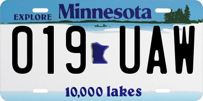 MN license plate 019UAW