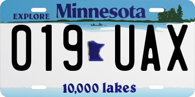 MN license plate 019UAX