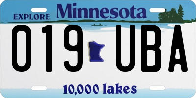 MN license plate 019UBA