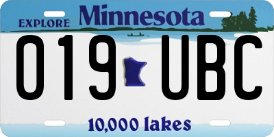 MN license plate 019UBC