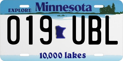 MN license plate 019UBL
