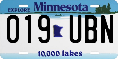 MN license plate 019UBN