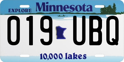 MN license plate 019UBQ