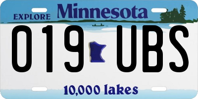 MN license plate 019UBS