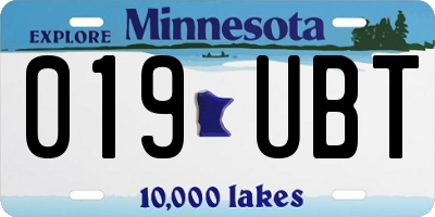 MN license plate 019UBT