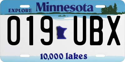 MN license plate 019UBX