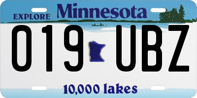 MN license plate 019UBZ