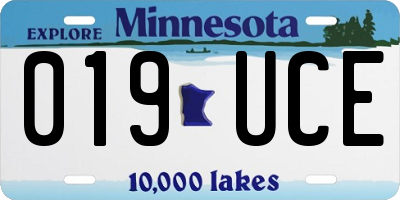 MN license plate 019UCE